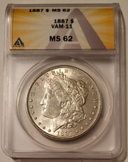 1887 Morgan Silver Dollar VAM-11 R3 MS62 ANACS
