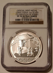China 2009 1 oz Silver Medal Celebration of Spring Proof PF70 UC NGC