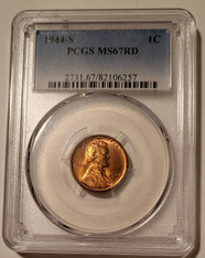 1944 S Lincoln Wheat Cent MS67 RED PCGS