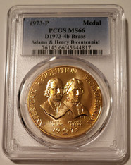 1973 P Adams & Henry Bicentennial Bronze Brass Medal U.S. Mint D1973-4b MS66 PCGS