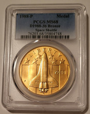 1988 P Space Shuttle Bronze Medal U.S. Mint D1988-3b MS68 PCGS