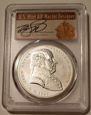 2018 John Adams 1 oz Silver Presidential Medal MS70 PCGS Matte Finish FS Cleveland Signed