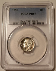 1951 Roosevelt Dime PR67 PCGS Toning Low Proof Mintage