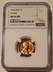 1963 D/D Lincoln Memorial Cent VP-002 MS65 RED NGC