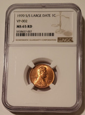 1970 S/S Lincoln Memorial Cent Large Date VP-002 MS65 RED NGC