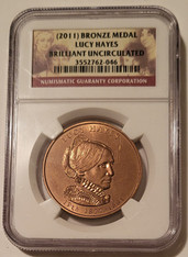 2011 Lucy Hayes First Spouse Bronze Medal U.S. Mint BU NGC Toning