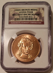 2009 Letitia Tyler First Spouse Bronze Medal U.S. Mint BU NGC Toning