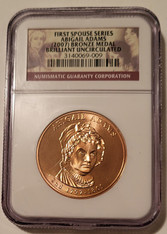 2007 Abigail Adams First Spouse Bronze Medal U.S. Mint BU NGC
