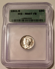 1941 S Mercury Dime MS67 FB ICG