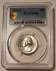 1964 D Washington Quarter MS64 PCGS Gold Shield Holder