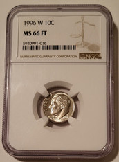 1996 W Roosevelt Dime MS66 FT NGC