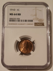 1910 Lincoln Wheat Cent MS64 RB NGC