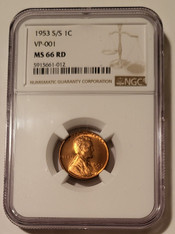 1953 S/S Lincoln Wheat Cent VP-001 MS66 RED NGC