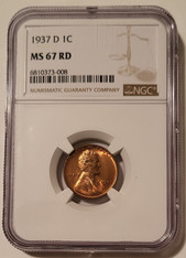 1937 D Lincoln Wheat Cent MS67 RED NGC
