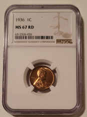 1936 Lincoln Wheat Cent MS67 RED NGC