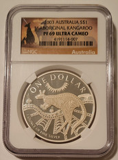 Australia 2003 1 oz Silver Dollar Aboriginal Kangaroo Proof PF69 UC NGC Low Mintage