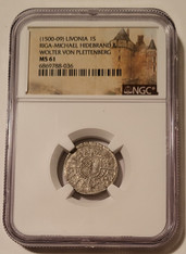 Livonia - Latvia - Michael Hidebrand & Wolter von Plettenberg (1500-09) Silver Schilling Riga Mint MS61 NGC