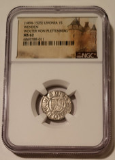 Livonia - Latvia -  Wolter von Plettenberg (1494-1525) Silver Schilling Wenden Mint MS62 NGC