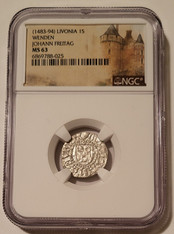 Livonia - Latvia - Johann Freitag (1483-94) Silver Schilling Wenden Mint MS63 NGC