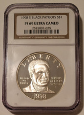 1998 S Crispus Attucks Commemorative Silver Dollar Proof PF69 UC NGC