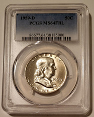 1959 D Franklin Half Dollar MS64 FBL PCGS