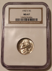 1942 S Jefferson Silver Nickel MS67 NGC