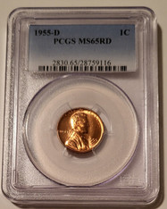 1955 D Lincoln Wheat Cent MS65 RED PCGS