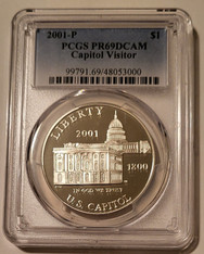 2001 P Capitol Visitor Commemorative Silver Dollar Proof PR69 DCAM PCGS