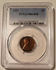 1937 Lincoln Wheat Cent PR63 RB PCGS Low Proof Mintage