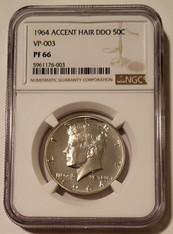 1964 Kennedy Silver Half Dollar Accented Hair DDO VP-003 Proof PF66 NGC