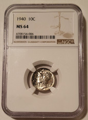 1940 Mercury dime silver coin