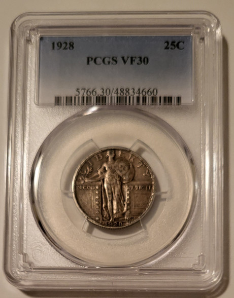 1928 standing liberty quarter silver pcgs