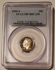 Roosevelt dime 1999 clad proof pr70 dcam pcgs