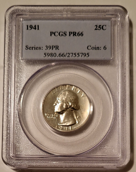 1941 Washington quarter proof pr66 pcgs