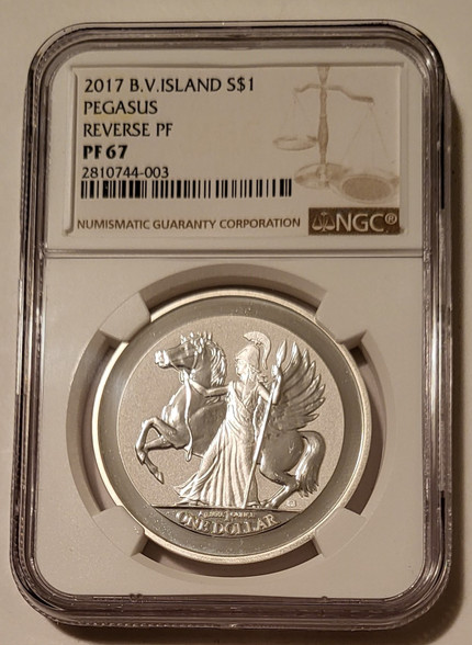 British Virgin Islands Pegasus dollar reverse proof NGC silver bullion