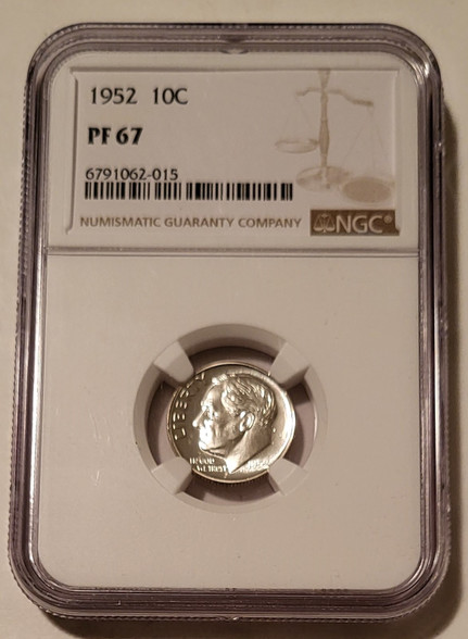 1952 Roosevelt dime proof pf67 ngc silver