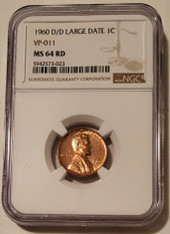 1960 d-d Lincoln memorial cent vp-011 ms64 red ngc a