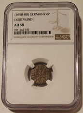 Germany Dortmund silver 6 pfennig au58 NGC a