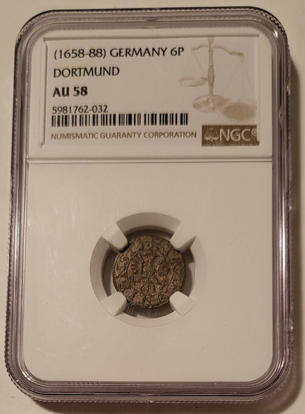 Germany Dortmund silver 6 pfennig au58 NGC a