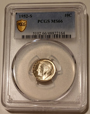 1952 S Roosevelt silver dime ms66 pcgs gsh a