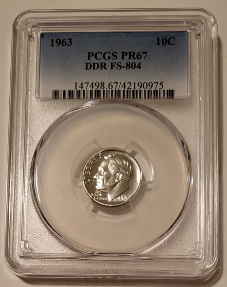 1963 Roosevelt silver dime ddr fs804 pr67 pcgs a