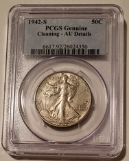 1942 s walking liberty half dollar genuine au details pcgs toned a