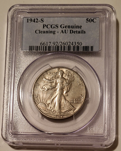 1942 s walking liberty half dollar genuine au details pcgs toned a