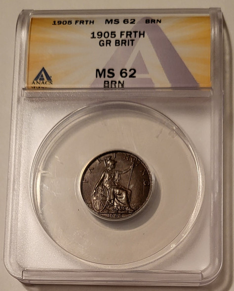 Great Britain Edward VII 1905 farthing ms62 bn ANACS a