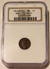 france 1840 centime essai ms61 ngc a