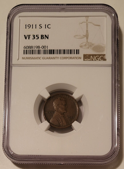 1911 s Lincoln wheat cent vf35 bn ngc a