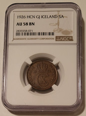 Iceland 1926 5 aurar au58 bn ngc a