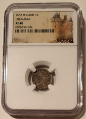 Poland - Lithuania John Casimir II 1652 silver solidus xf40 ngc a