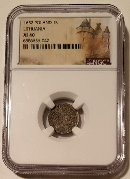 Poland - Lithuania John Casimir II 1652 silver solidus xf40 ngc a