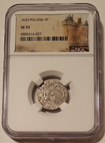 Poland 1633 3 polker vf35 ngc a
